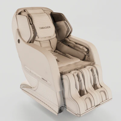 Massage chair Yamaguchi Axiom in Champagne and Chrome colors — Ver 2