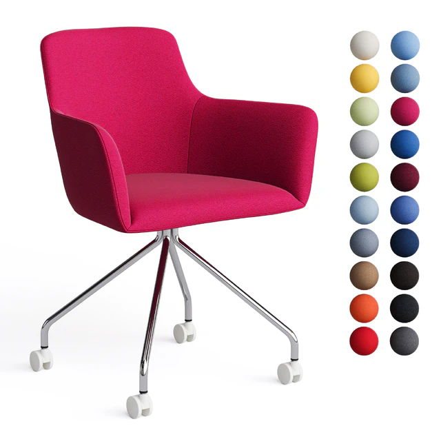 Office chair City by Quadrifoglio, fabric on metal legs with casters — Descargar
