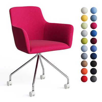 Office chair City by Quadrifoglio, fabric on metal legs with casters — Ver 1