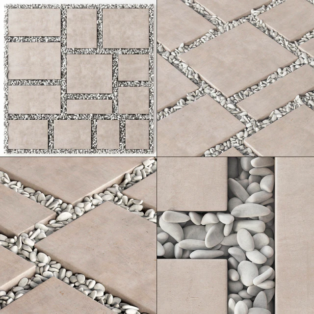 Paving tile square pebble n2 / Paving tile square of pebble slabs — Descargar