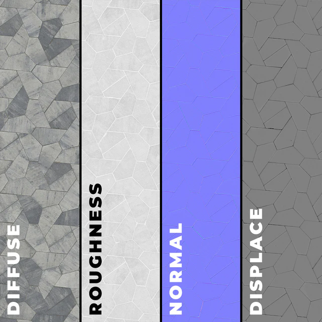 Сет из четырех текстур асимметричной брусчатки «Оригами» — Скачать