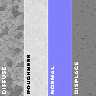 Сет из четырех текстур асимметричной брусчатки «Оригами» — Вид 2