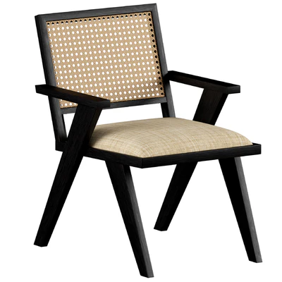 Annette Black Upholstered cane dining chair — Вид 1
