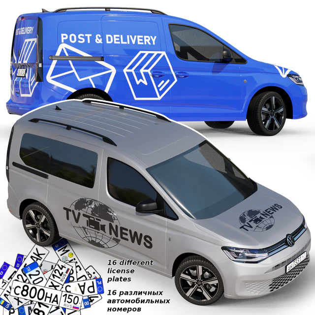 Среднеполигональный автомобиль Volkswagen Caddy 2022 — Скачать