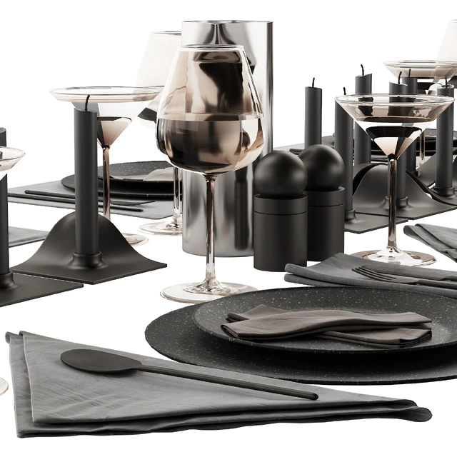 063 Tableware decor set 01 dark matte 00 — Скачать