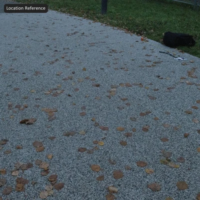 fallen leaves on aggregate concrete sidewalk texture — Вид 3