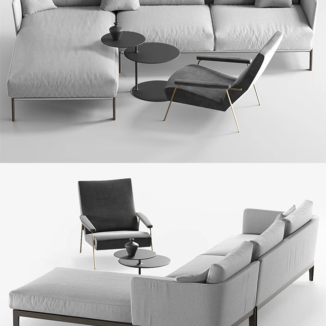 Molteni Chelsea sofa, Molteni d153 armchair — Descargar