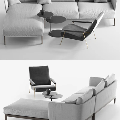 Molteni Chelsea sofa, Molteni d153 armchair — Ver 2