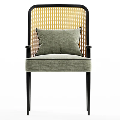 Upholstered Cane Back Armchair — Ver 3