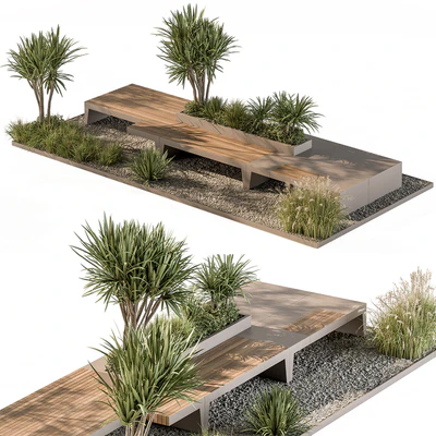Urban Furniture Bench with Plants Set 42 — Ver 1