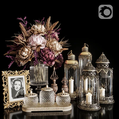 DECORATIVE SET 20 Dried flower antique lantern. — Ver 1