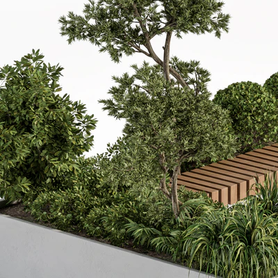 Urban Furniture / Architecture Bench with Plants- Set 17 — Ver 2