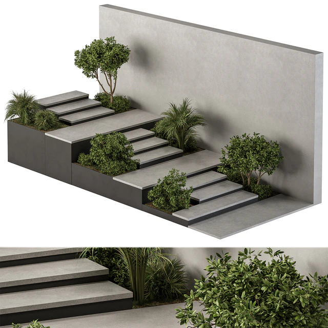Landscape Furniture stairs with ivy and Garden - Architect Element 57 — Descargar