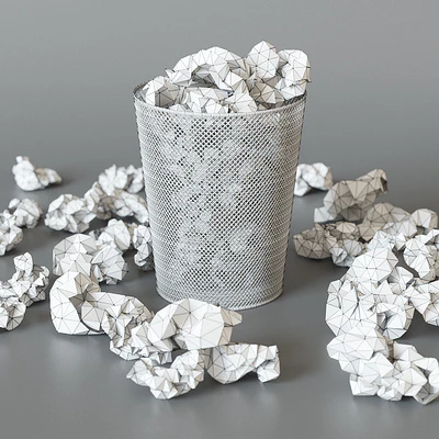 A trash can with papers — Ver 2