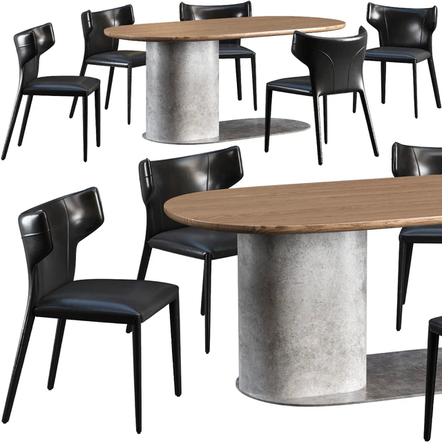 Dining table Natuzzi Ombra and chair Natuzzi Pi Greco — Descargar