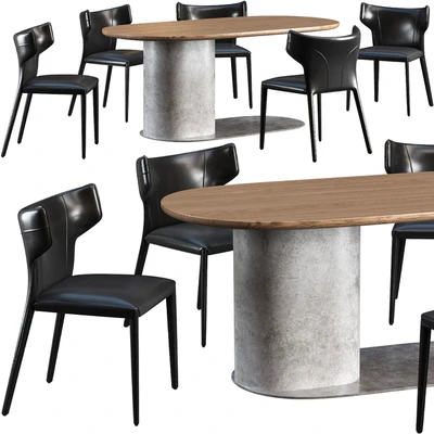 Dining table Natuzzi Ombra and chair Natuzzi Pi Greco — Ver 1