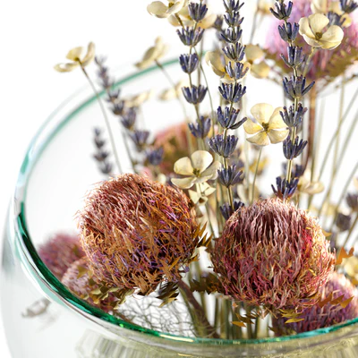 Bouquet with dry protea, lavender and white flowers — Ver 3