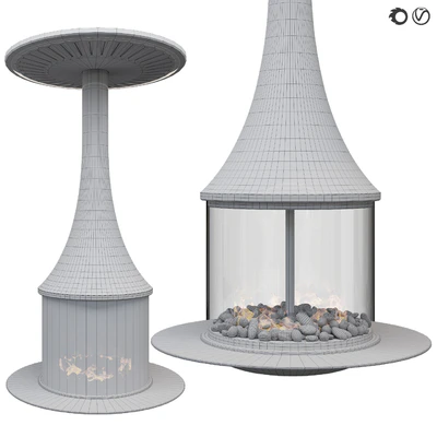 Suspended central fireplace — Ver 2