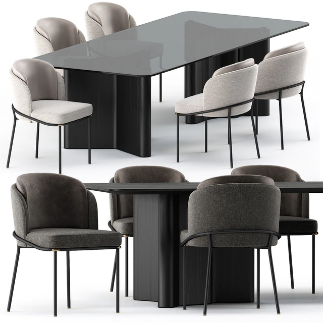 FIL NOIR chair and LOU Dining Table by Minotti — Descargar