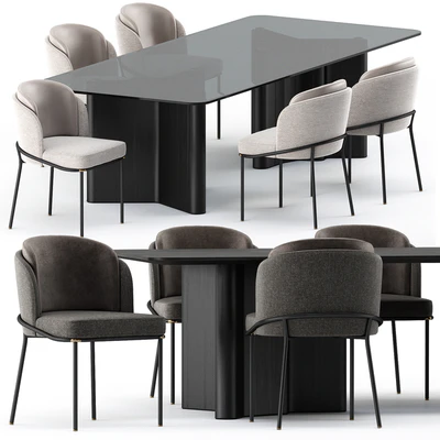 FIL NOIR chair and LOU Dining Table by Minotti — Ver 1
