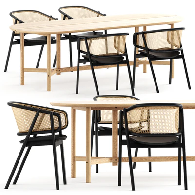 CANE ARMCHAIR – 01, ARCH TABLE – Y BASE — Вид 1
