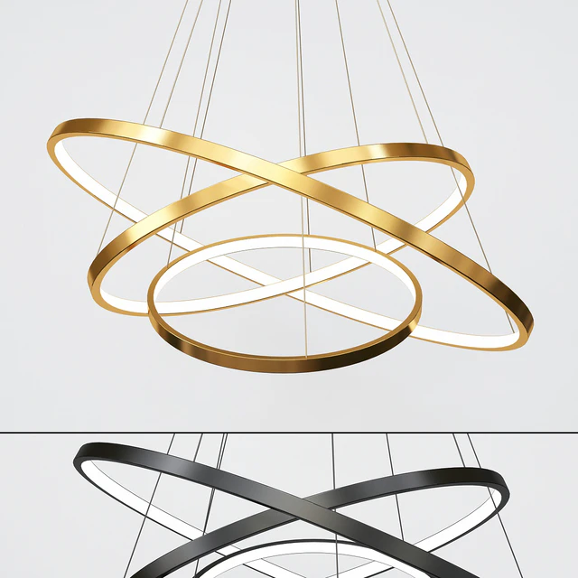 Black and gold modern chandeliers circle rings — Descargar
