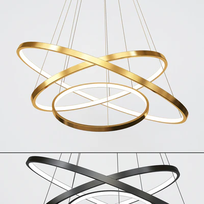 Black and gold modern chandeliers circle rings — Descargar
