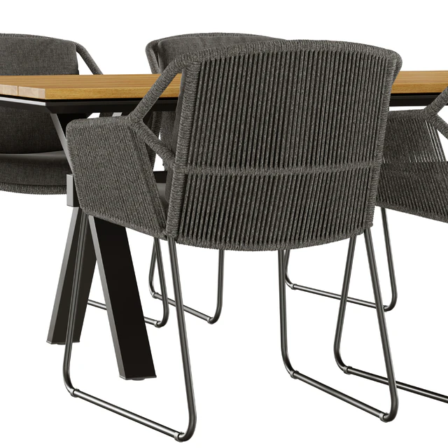 Outdoor garden wicker woven dining set 4so accor — Descargar