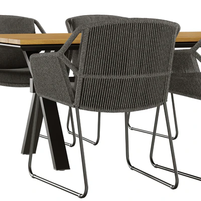 Outdoor garden wicker woven dining set 4so accor — Ver 3