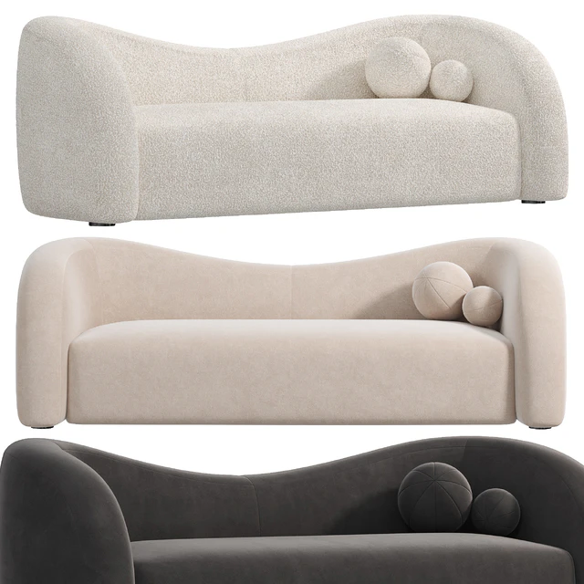 Boucle Upholstered Curved 2 Seater Sofa for Living Room — Скачать