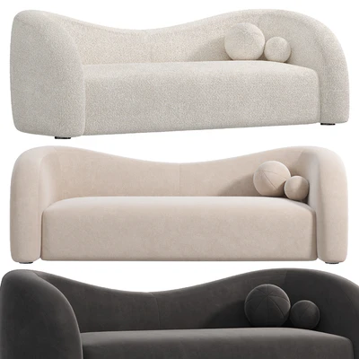 Boucle Upholstered Curved 2 Seater Sofa for Living Room — Вид 1