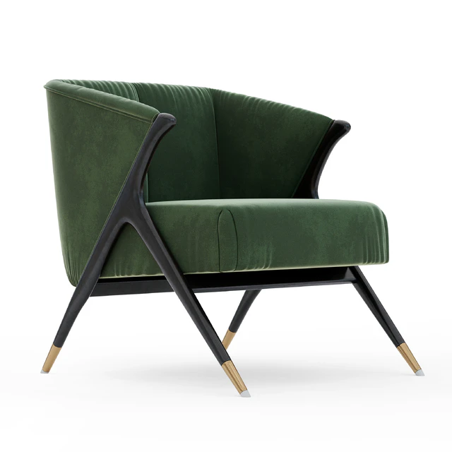 Lacquer Wooden and Velvet Lounge Armchair - 2 — Descargar