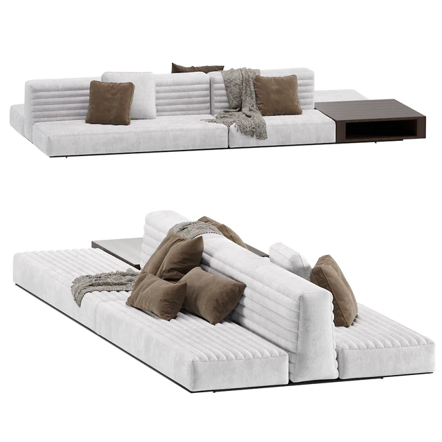 Minotti Roger Modular Sofa 2 Version / Leather & Velvet — Скачать