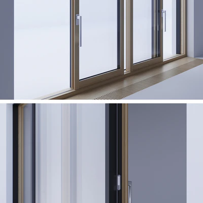 Wood-aluminum sliding stained-glass windows 1 — Ver 2