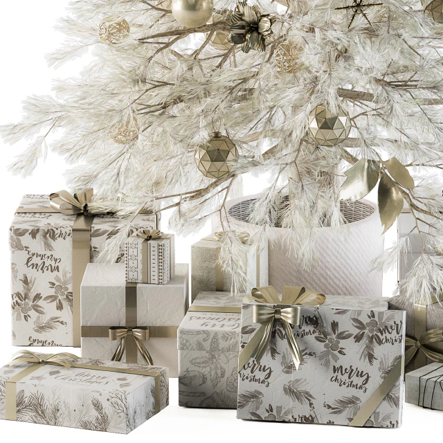Christmas Decoration 01 - Christmas White Tree with Gift — Descargar