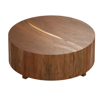 Dillon Natural Yukas Round Wood Coffee Table (Crate and Barrel) — Ver 1