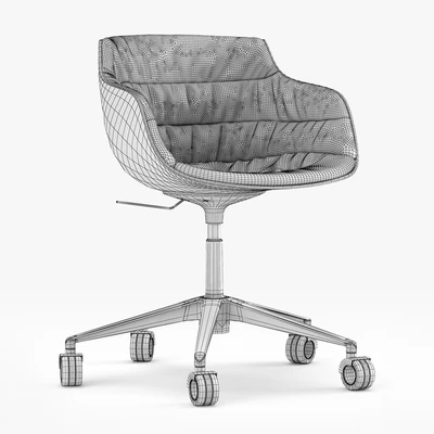 MDF italia chair Flow SLIM padded 5-Point Star Base on Castors — Ver 2
