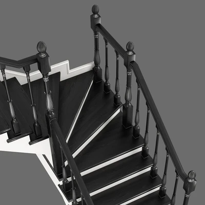 Corner staircase with zaubezhnymi steps, 3 colors — Ver 2