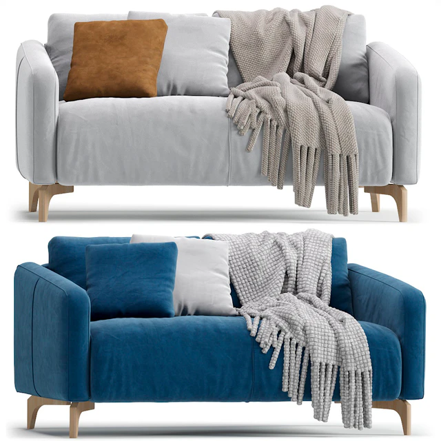 Sofa Ljeri Mini Barhat Beige Velvet Light by Divan.ru 4 Colors / Диван Льери Мини — Скачать