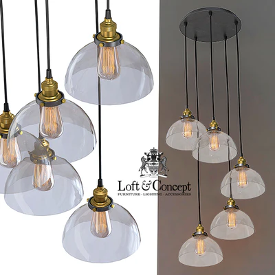 Suspension Loft Clear Glass SemiSphere Cloche 5 — Ver 2