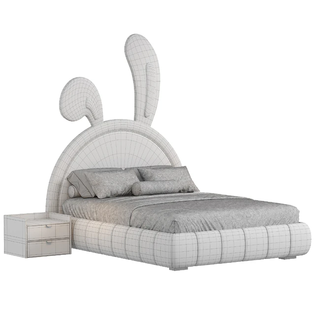 Nettie Microfiber Leather Rabbit Shaped Bed Frame — Descargar