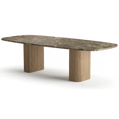 RH Mulholland Stone Rectangular Dining Table — Ver 2