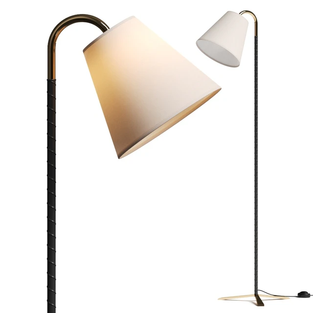 CB2 Barnes Brass And Black Leather Floor Lamp — Descargar