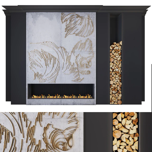 Modern fireplace   petals — Download