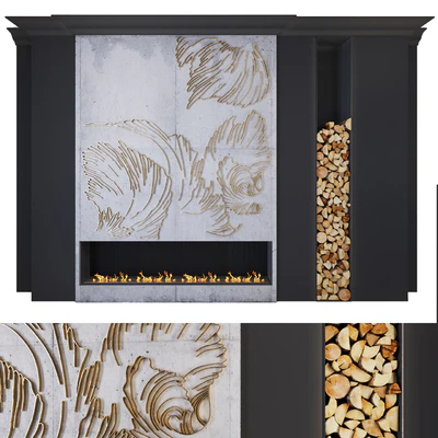 Modern fireplace   petals — View 1