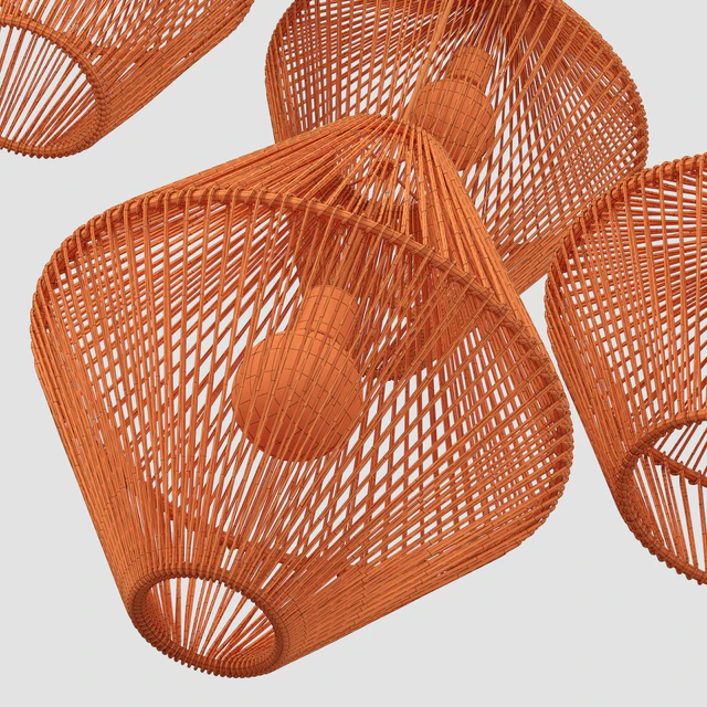 Lamp wood rattan wicker Cone / Chandeliers rattan cone — Descargar