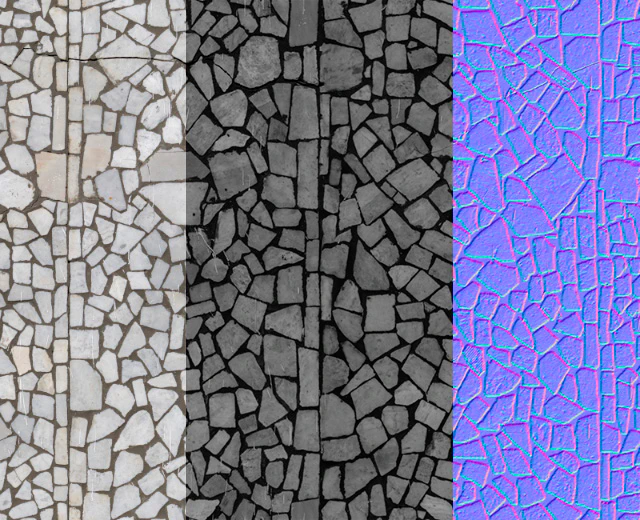 Seamless mosaic texture from chipped tiles. PBR — Descargar