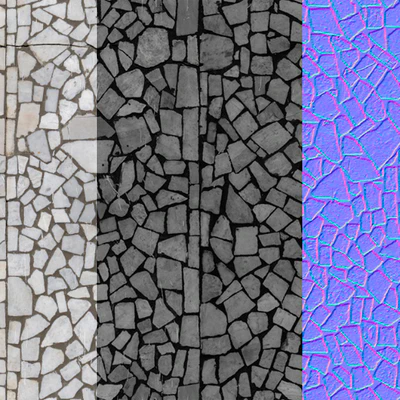 Seamless mosaic texture from chipped tiles. PBR — Ver 2