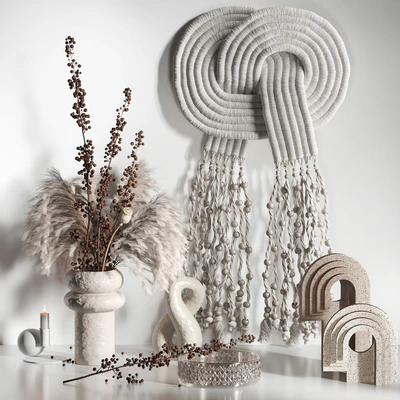 Decorative set 05 with Macrame and berry branch — Вид 1