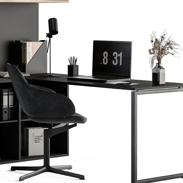 Office Set L Desk With Bookcase — Скачать